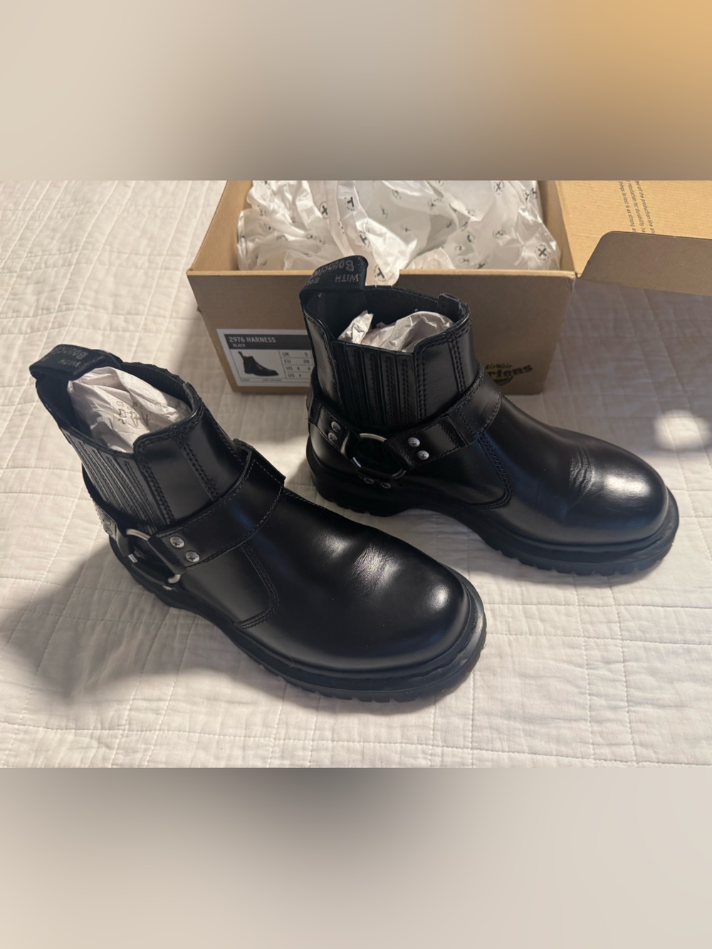 Dr. Martens Black Leather Harness Analine Boots - Picture 7 of 11